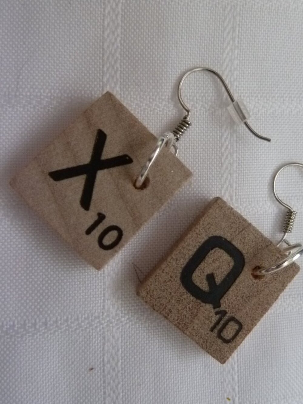 No68 Handmade earrings made from Scrabble tiles